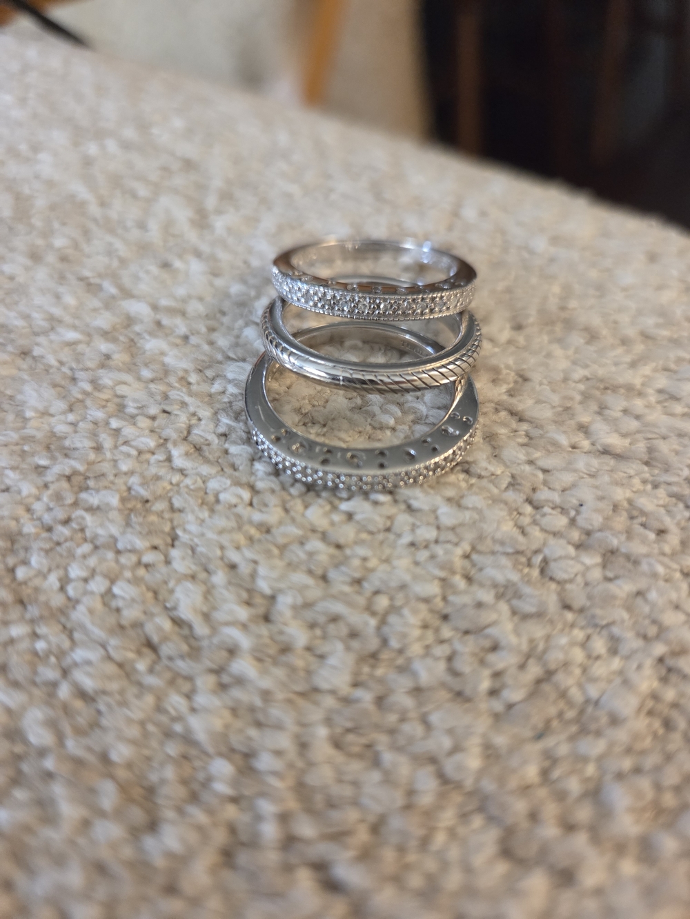 Authentic Judith Ripka 925 Sterling Silver CZ & Cable Stacking Bands (set of 3) - Picture 9 of 9